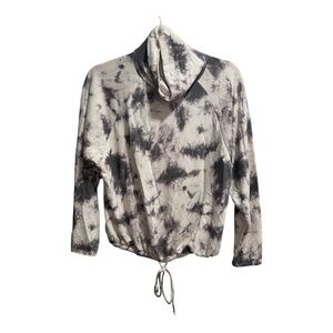 Lush Purple/Black/Gray/White 3/4 Sleeve Tie‎ Front Hoodie sz Small